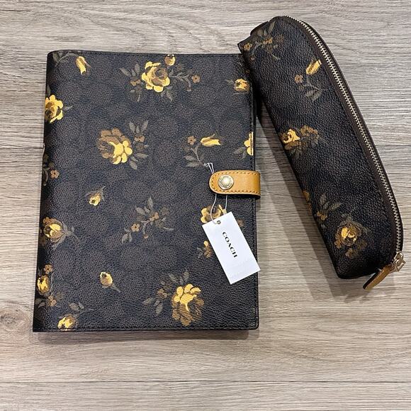 Coach NEW Signature Canvas Floral Print Notebook & Pencil Case Set CCF40 + CCI83 - Picture 2 of 5